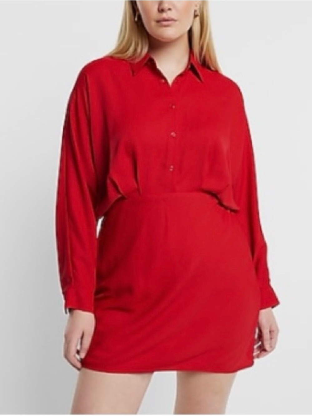 Express Red Portofino Shirt Dress